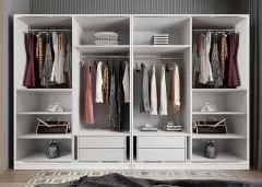 Albero Sürgü Kapaklı Gizli Çekmeceli Gardırop Dolap Beyaz Ölçü Seçenekli - Ücretsiz Kurulum