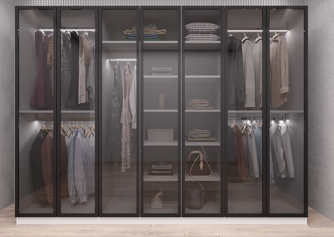 Vetra Reflekte Cam 7 Kapaklı Gardırop Montaj Dahil Işıklandırma Hediyeli Beyaz Ölçü Seçenekli