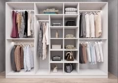 Vetra Reflekte Cam 7 Kapaklı Gardırop Montaj Dahil Işıklandırma Hediyeli Beyaz Ölçü Seçenekli