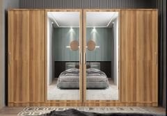 Albero Sürgü Kapaklı Gizli Çekmeceli Gardırop Dolap Ceviz Ölçü Seçenekli - Ücretsiz Kurulum