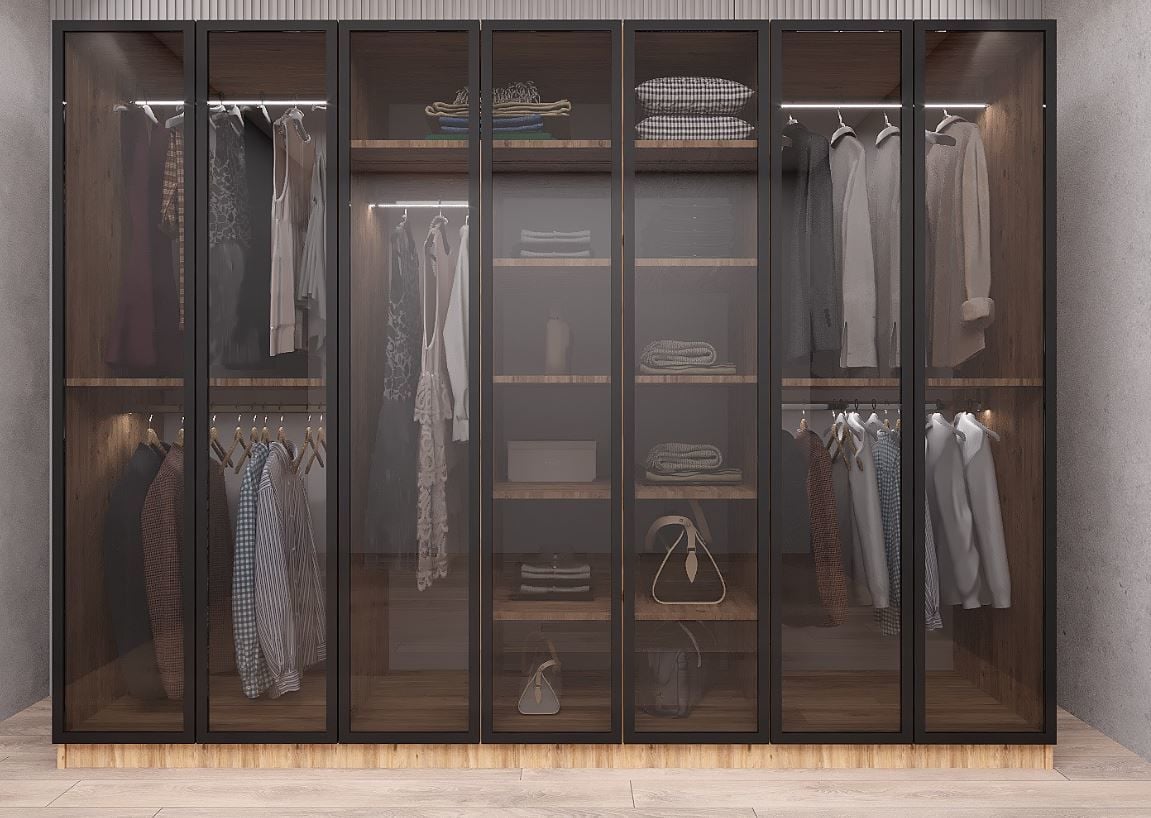 Vetra Reflekte Cam 7 Kapaklı Gardırop Montaj Dahil Işıklandırma Hediyeli Çam Ölçü Seçenekli