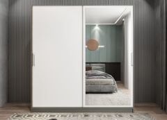 Star Sürgü Kapaklı Gizli Çekmeceli Dolap Gardırop Fume Beyaz- Ücretsiz Kurulum