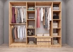 Karya Reflekte Cam 6 Kapaklı Gardırop Montaj Dahil Işıklandırma Hediyeli Çam Ölçü Seçenekli