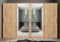 Albero Sürgü Kapaklı Gizli Çekmeceli Gardırop Dolap Çam Ölçü Seçenekli - Ücretsiz Kurulum