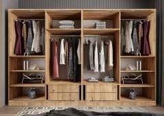 Albero Sürgü Kapaklı Gizli Çekmeceli Gardırop Dolap Çam Ölçü Seçenekli - Ücretsiz Kurulum