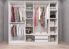 Karya Reflekte Cam 6 Kapaklı Gardırop Montaj Dahil Işıklandırma Hediyeli Beyaz Ölçü Seçenekli