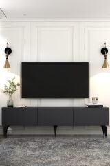 Mirella  Tv Sehpası Tv Ünitesi Antrasit Altın