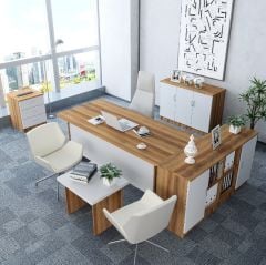 Oliver 5'li Ofis Takımı Ücretsiz Kurulum Model 4 Çam Beyaz