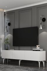 Mirella  Tv Sehpası Tv Ünitesi Beyaz Gümüş