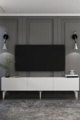 Mirella  Tv Sehpası Tv Ünitesi Beyaz Gümüş