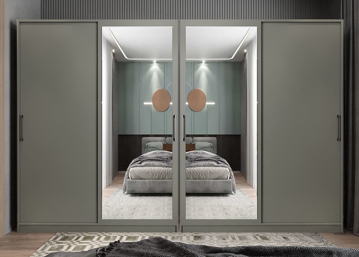 Albero Sürgü Kapaklı Gizli Çekmeceli Gardırop Dolap Füme Ölçü Seçenekli - Ücretsiz Kurulum