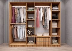 Karya Reflekte Cam 6 Kapaklı Gardırop Montaj Dahil Işıklandırma Hediyeli Ceviz Ölçü Seçenekli