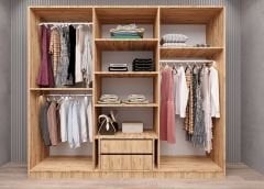 Nesse Reflekte Cam 6 Kapaklı Gardırop Montaj Dahil Işıklandırma Hediyeli Çam Ölçü Seçenekli