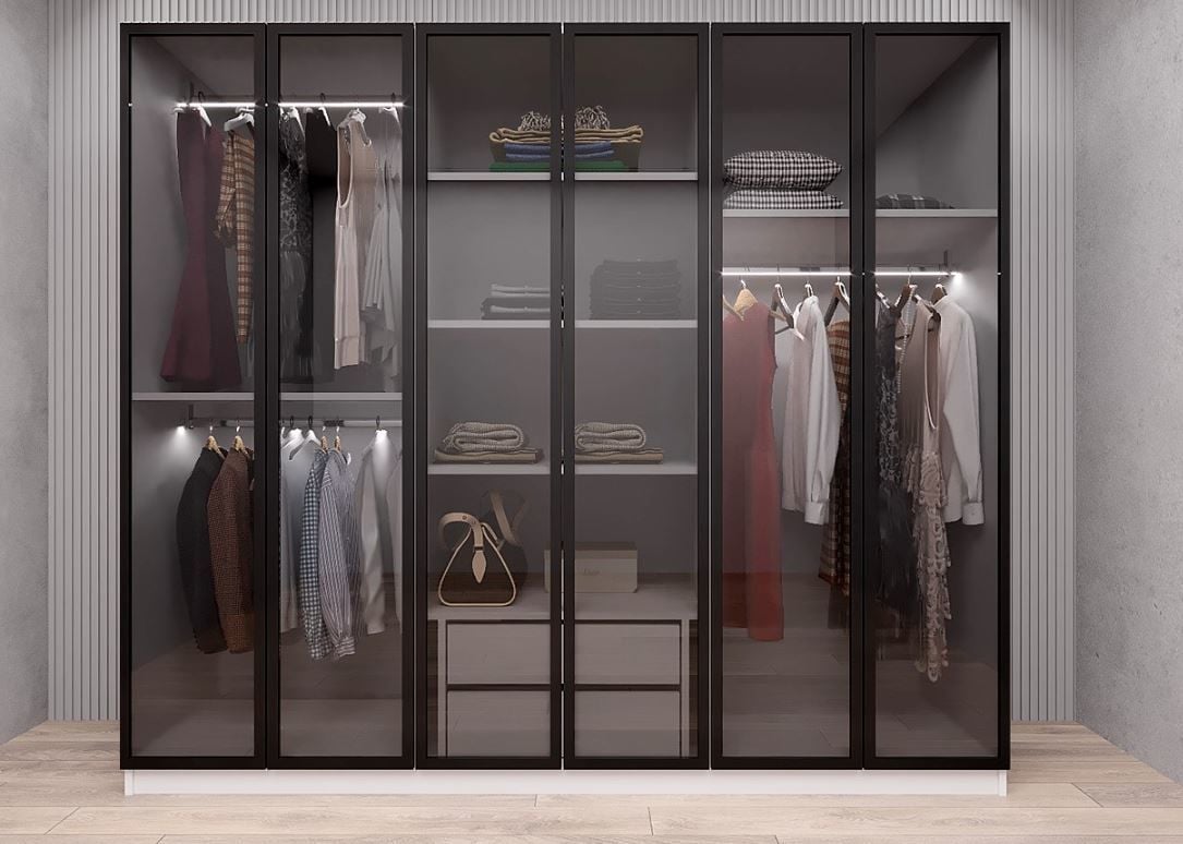 Nesse Reflekte Cam 6 Kapaklı Gardırop Montaj Dahil Işıklandırma Hediyeli Beyaz Ölçü Seçenekli