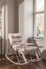 Dicle Cepli Pofuduk Minderli Sallanan Sandalye Tv Koltuğu Krem