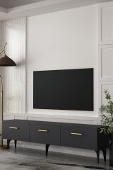 Cavello Tv Sehpası Tv Ünitesi 180 Cm Antrasit Altın