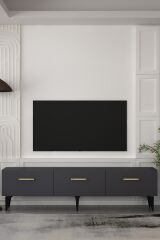 Cavello Tv Sehpası Tv Ünitesi 180 Cm Antrasit Altın