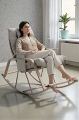 Dicle Cepli Pofuduk Minderli Sallanan Sandalye Tv Koltuğu Krem