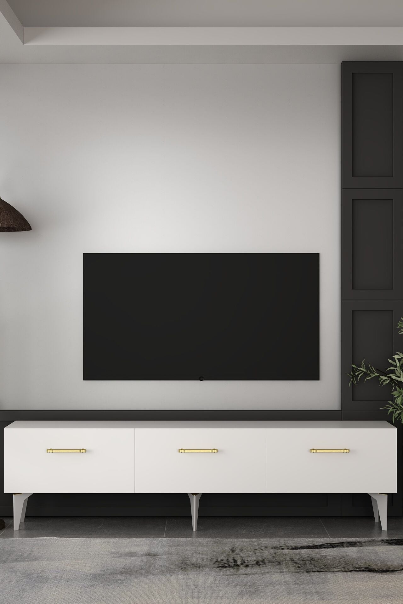 Cavello Tv Sehpası Tv Ünitesi 180 Cm Beyaz Altın