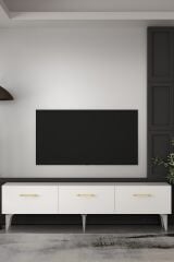 Cavello Tv Sehpası Tv Ünitesi 180 Cm Beyaz Altın
