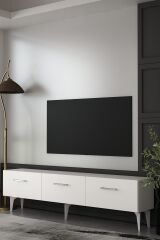 Cavello Tv Sehpası Tv Ünitesi 180 Cm Beyaz Gümüş