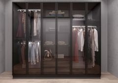 Nesse Reflekte Cam 6 Kapaklı Gardırop Montaj Dahil Işıklandırma Hediyeli Füme Ölçü Seçenekli