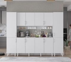 Della Kahve Köşesi Çok Amaçlı Dolap Kiler Mutfak Dolabı Beyaz Ücretsiz Kurulum Ölçü Seçenekli