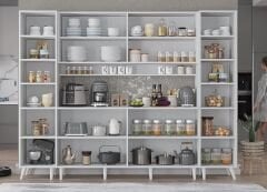 Della Kahve Köşesi Çok Amaçlı Dolap Kiler Mutfak Dolabı Beyaz Ücretsiz Kurulum Ölçü Seçenekli