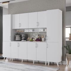 Della Kahve Köşesi Çok Amaçlı Dolap Kiler Mutfak Dolabı Beyaz Ücretsiz Kurulum Ölçü Seçenekli