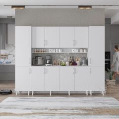 Della Kahve Köşesi Çok Amaçlı Dolap Kiler Mutfak Dolabı Beyaz Ücretsiz Kurulum Ölçü Seçenekli