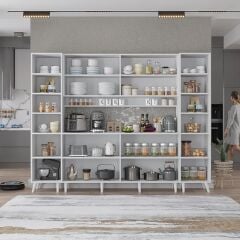 Della Kahve Köşesi Çok Amaçlı Dolap Kiler Mutfak Dolabı Beyaz Ücretsiz Kurulum Ölçü Seçenekli