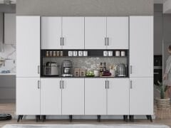 Della Kahve Köşesi Çok Amaçlı Dolap Kiler Mutfak Dolabı Füme Beyaz Ücretsiz Kurulum Ölçü Seçenekli