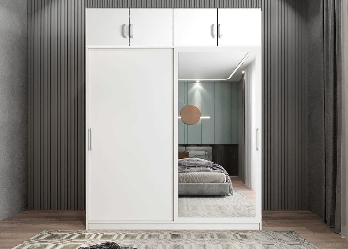 Porta Sürgü Kapaklı Dolap Gardırop Yüklüklü Beyaz Ölçü Seçenekli- Montaj Dahil