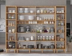 Della Kahve Köşesi Çok Amaçlı Dolap Kiler Mutfak Dolabı Çam Beyaz Ücretsiz Kurulum Ölçü Seçenekli