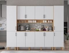 Della Kahve Köşesi Çok Amaçlı Dolap Kiler Mutfak Dolabı Çam Beyaz Ücretsiz Kurulum Ölçü Seçenekli