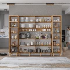 Della Kahve Köşesi Çok Amaçlı Dolap Kiler Mutfak Dolabı Çam Beyaz Ücretsiz Kurulum Ölçü Seçenekli