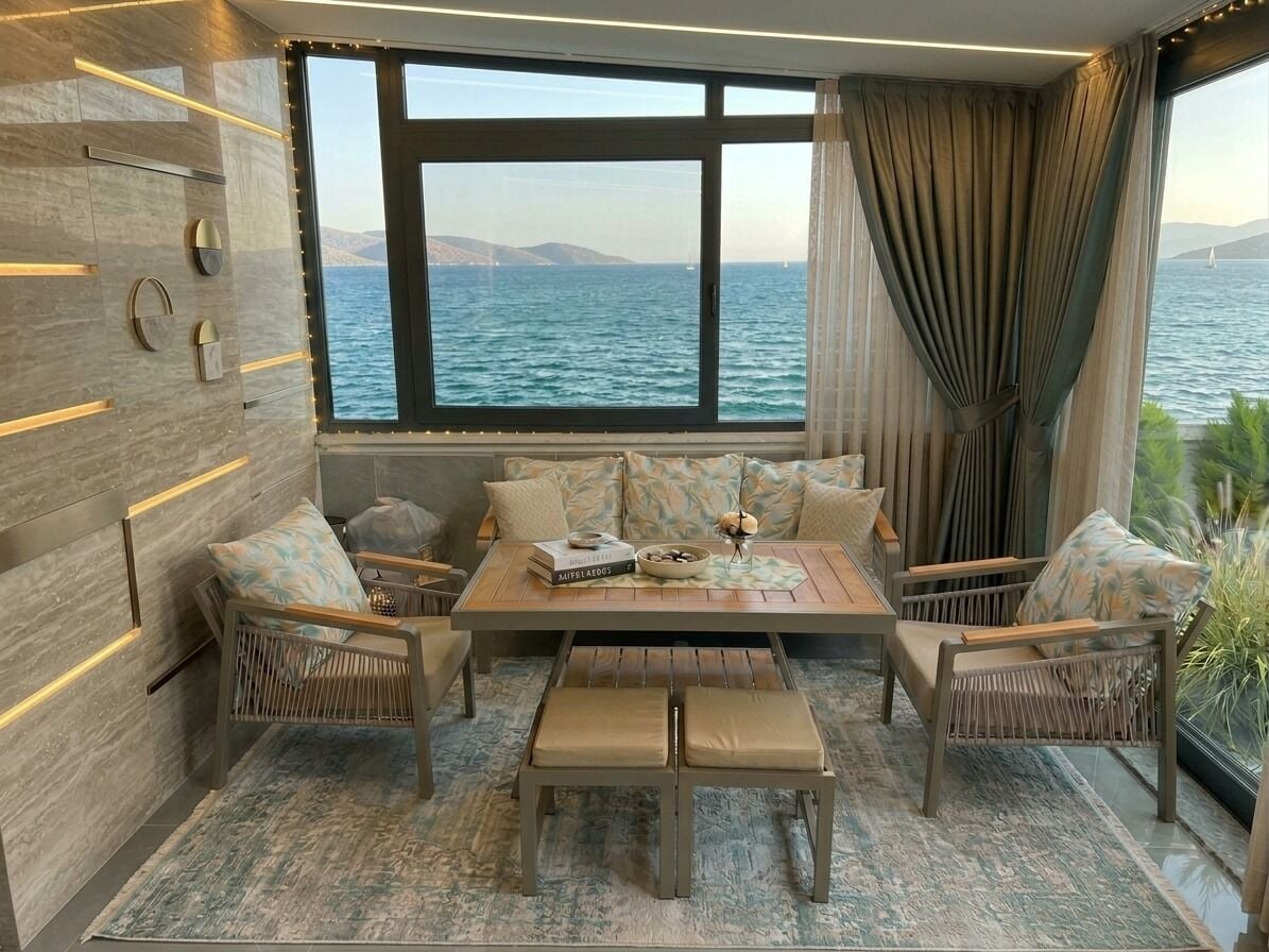 İnegöl Metal Bahçe Balkon Teras Koltuk Takımı 3+1+1+Masa+2 adet Puf