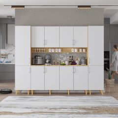 Della Kahve Köşesi Çok Amaçlı Dolap Kiler Mutfak Dolabı Meşe Beyaz Ücretsiz Kurulum Ölçü Seçenekli