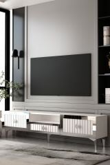 Serano Tv Sehpası Tv Ünitesi 180 Cm Beyaz - Gümüş