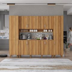 Della Kahve Köşesi Çok Amaçlı Dolap Kiler Mutfak Dolabı Ceviz Ücretsiz Kurulum Ölçü Seçenekli