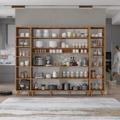 Della Kahve Köşesi Çok Amaçlı Dolap Kiler Mutfak Dolabı Ceviz Ücretsiz Kurulum Ölçü Seçenekli