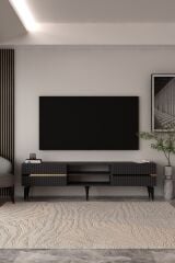 Marbella  Tv Sehpası Tv Ünitesi 180 Cm Antrasit - Altın