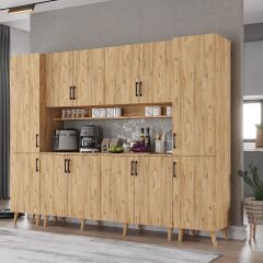 Della Kahve Köşesi Çok Amaçlı Dolap Kiler Mutfak Dolabı Çam Ücretsiz Kurulum Ölçü Seçenekli