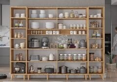 Della Kahve Köşesi Çok Amaçlı Dolap Kiler Mutfak Dolabı Çam Ücretsiz Kurulum Ölçü Seçenekli