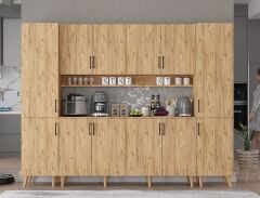 Della Kahve Köşesi Çok Amaçlı Dolap Kiler Mutfak Dolabı Çam Ücretsiz Kurulum Ölçü Seçenekli