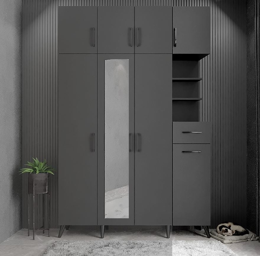 Açelya Portmanto Vestiyer Füme - Ücretsiz Kurulum M11