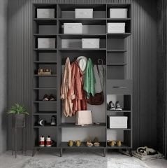 Açelya Portmanto Vestiyer Füme - Ücretsiz Kurulum M11