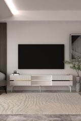 Marbella  Tv Sehpası Tv Ünitesi 180 Cm Beyaz - Altın