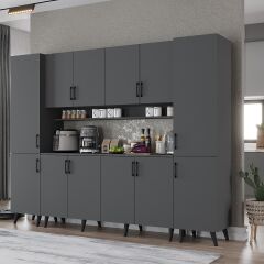 Della Kahve Köşesi Çok Amaçlı Dolap Kiler Mutfak Dolabı Füme Ücretsiz Kurulum Ölçü Seçenekli