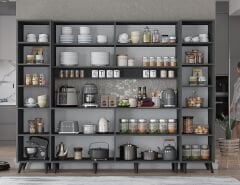 Della Kahve Köşesi Çok Amaçlı Dolap Kiler Mutfak Dolabı Füme Ücretsiz Kurulum Ölçü Seçenekli